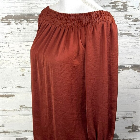 CABI Foxy Off Shoulder Blouse Burnt Orange Sz XS #3690 NWOT - Picture 4 of 5